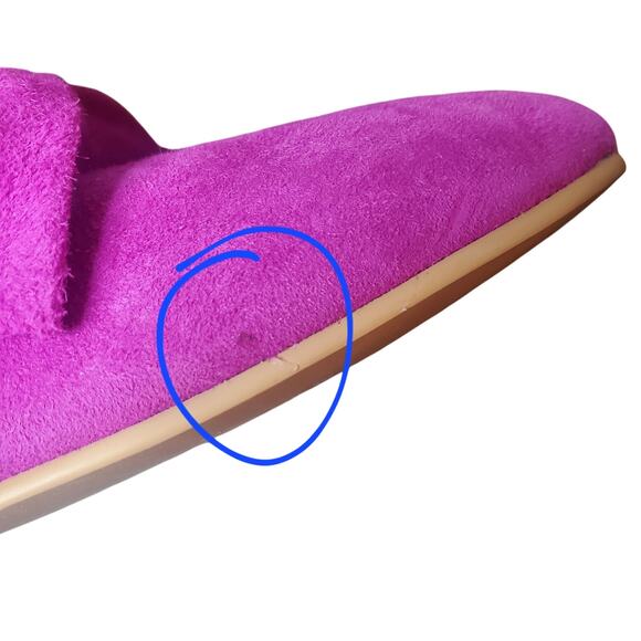 BP Size 9.5 US Kari Bow Suede Leather Flats Fuchsia Pink Bright TINY FLAWS - Picture 3 of 12